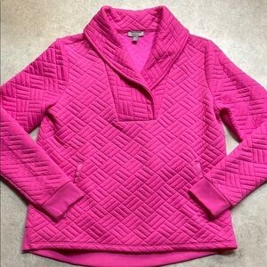 Talbots Womens Quilted V-neck Long Sleeve Pink Top Sz XS